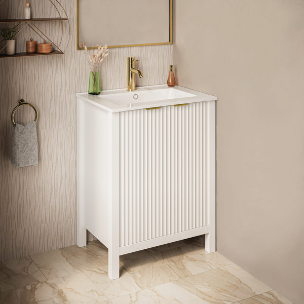 Swiss Madison 24" Bathroom Vanity In White Ribbed Modern - Wayfair Canada